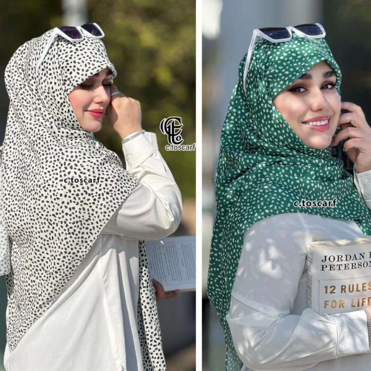 روسری مجلسی طرح سپید قواره 140 نخ کاستوم دور چرخ دوز بدون لیز خوردگی