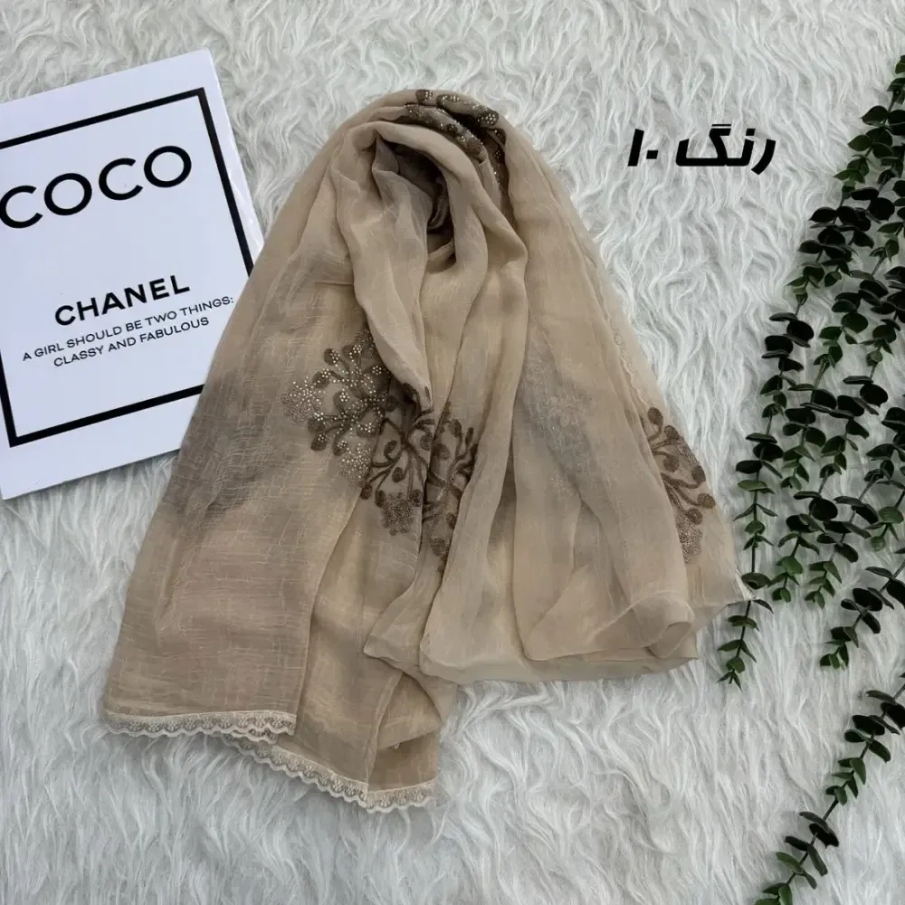 شال وارداتی مجلسی نگینی حریر دانتل