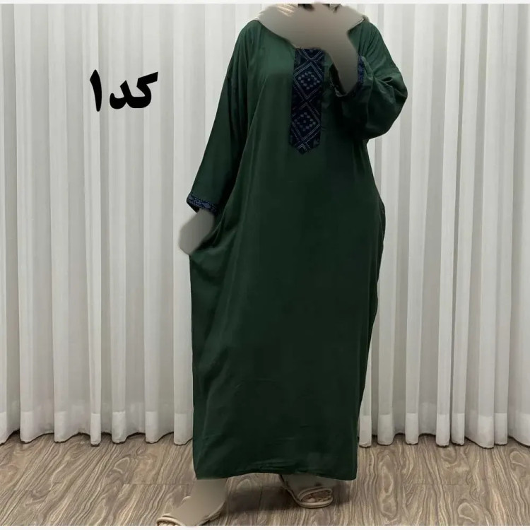 پیراهن کفتان کراش گلدوزی فری سایز زنانه تا سایز 52 شیک و راحت چهارفصل