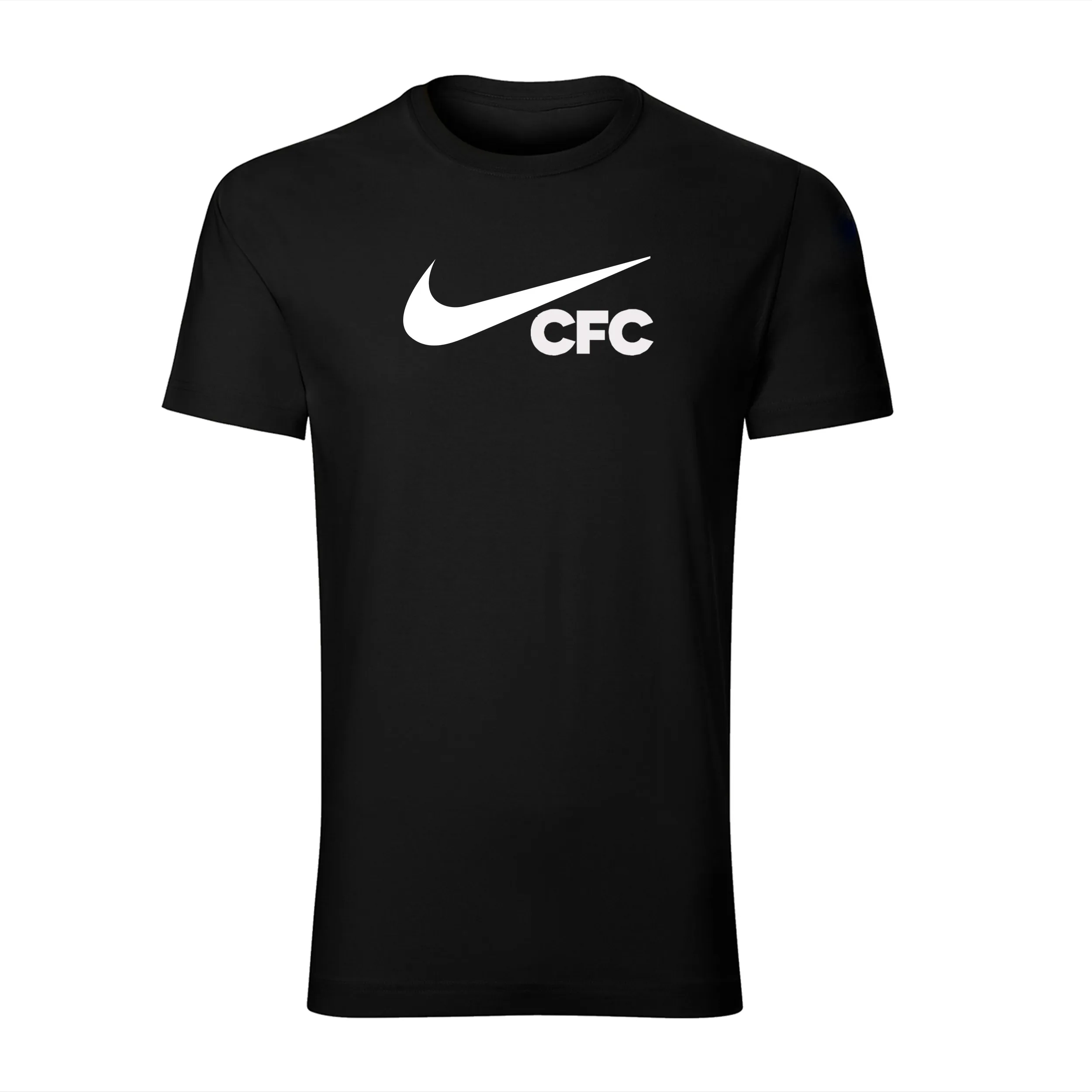 تیشرت آستین کوتاه مردانه طرح CFC یقه گرد مشکی نخی