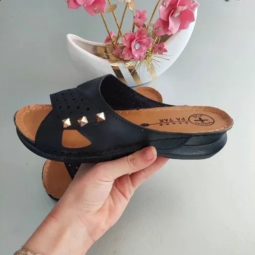 صندل طبی زنانه نگین دار رنگ مشکی